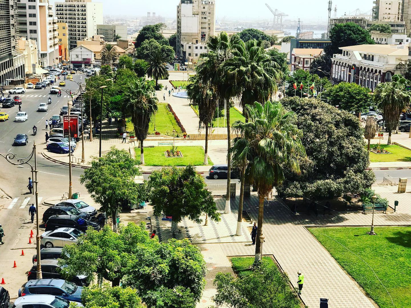 Place de l'Indépendance, Dakar — the central plaza of the Senegalese capital and the institutional heart of the Dak'Art biennial since 1992.
