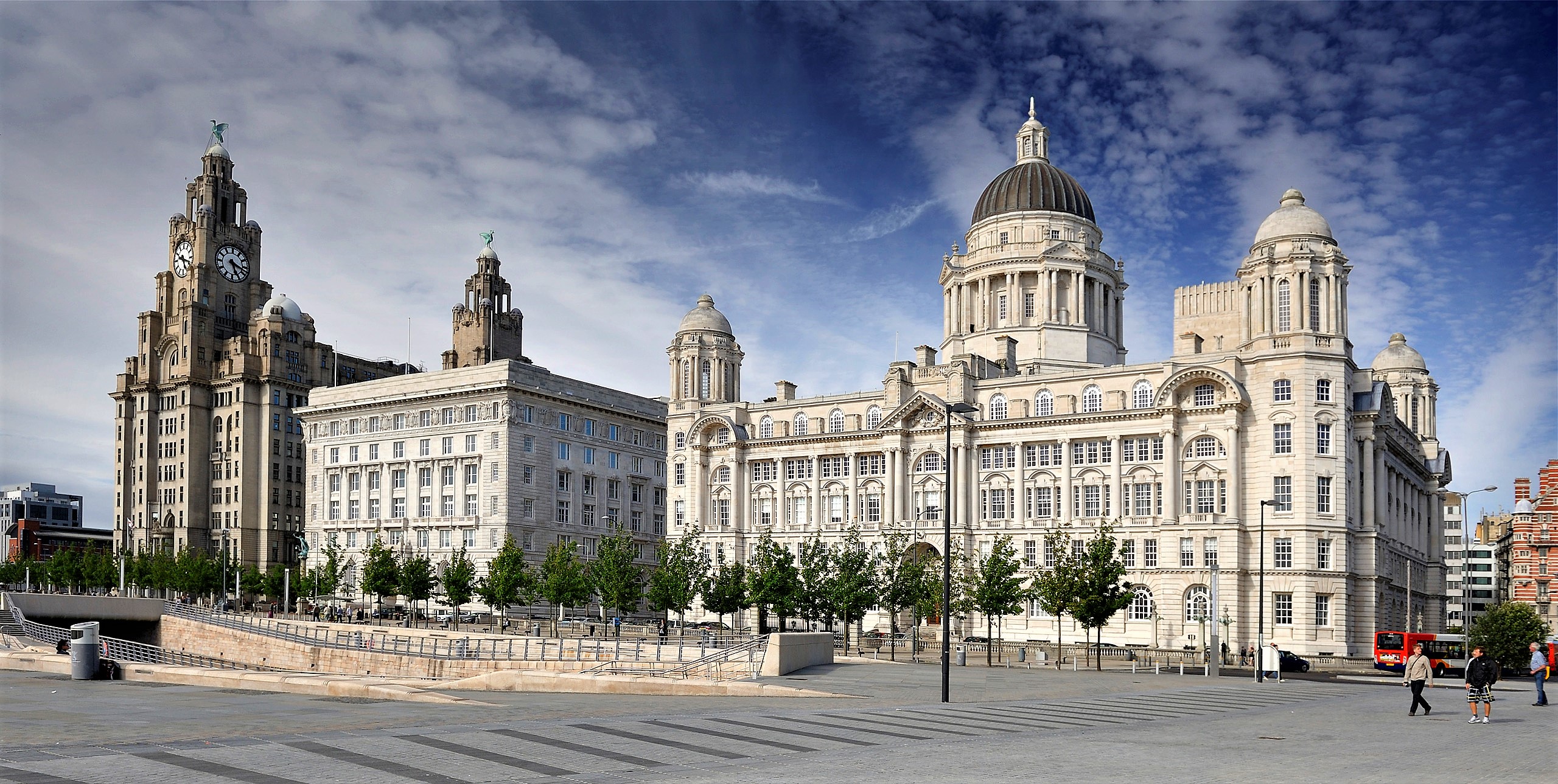 Liverpool's Albert Dock and the waterfront skyline — the post-industrial dockland that has been the geographic and institutional anchor of the Liverpool Biennial since 1998.