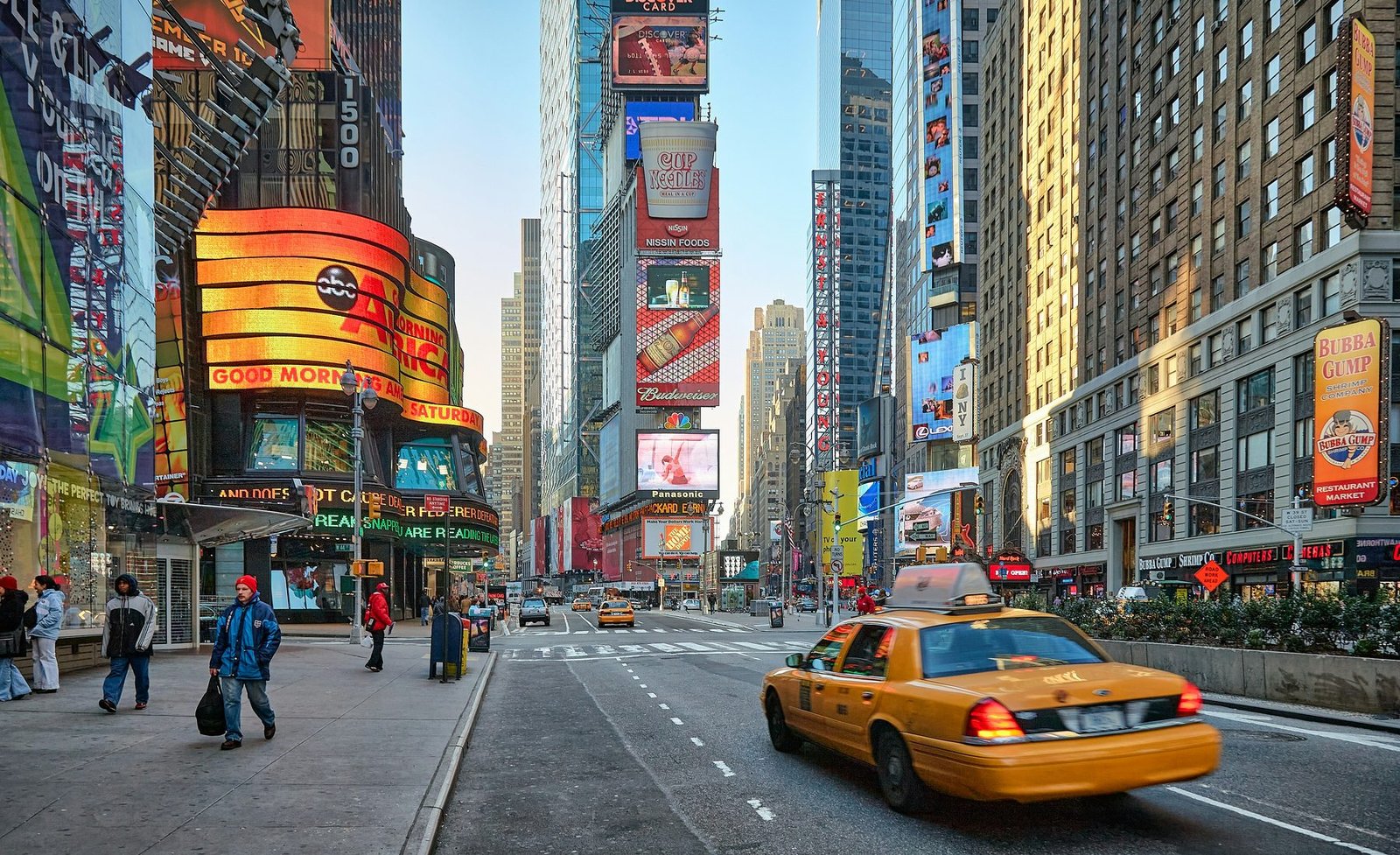 A yellow cab in Times Square