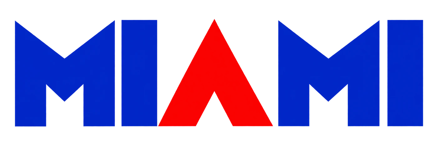 MIAMI in blue and red block letters